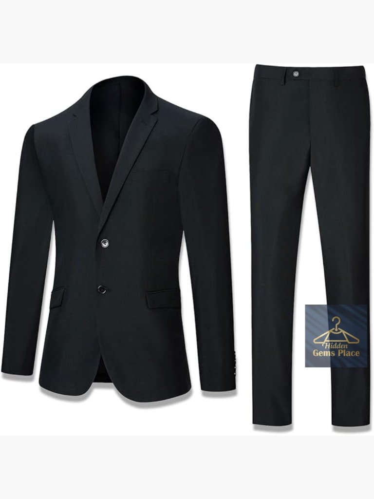 Men's Slim Fit 2 Piece Suit - Blazer & Pants Set With Tie For Wedding Business